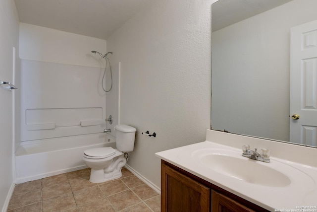 full bathroom featuring toilet, vanity, and bathing tub / shower combination