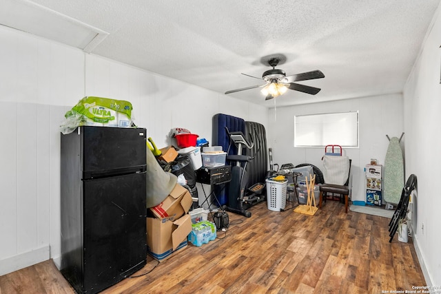 storage room with ceiling fan