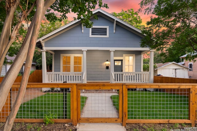 view of front of home with covered porch