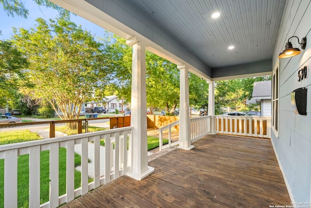 wooden deck featuring a porch