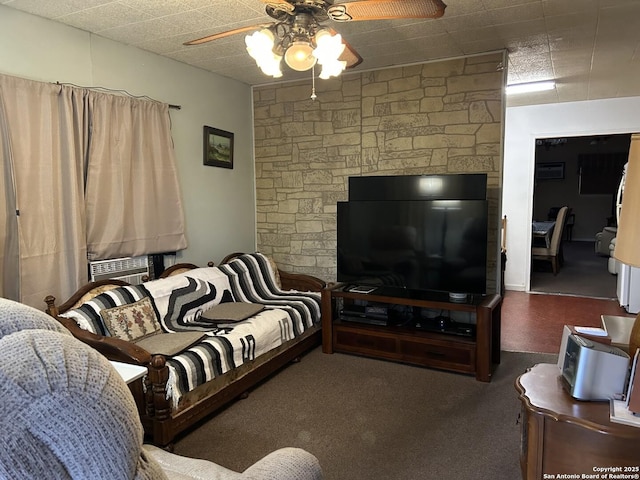 living room with ceiling fan