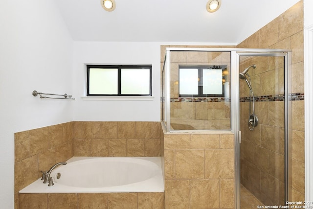 bathroom with plus walk in shower