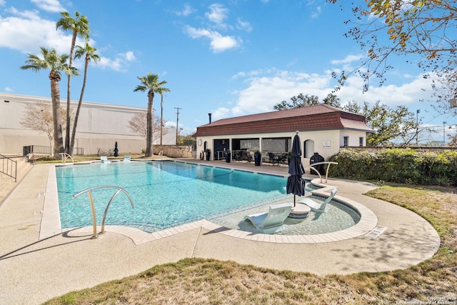 view of pool with a patio area