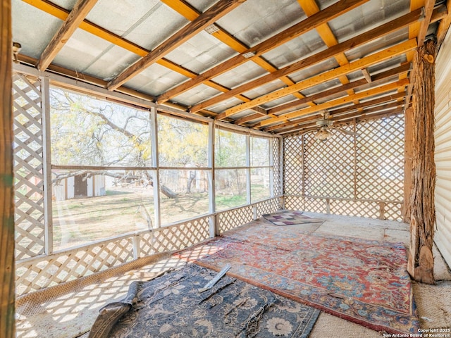 view of unfurnished sunroom