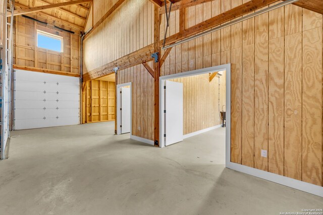 garage with wooden walls