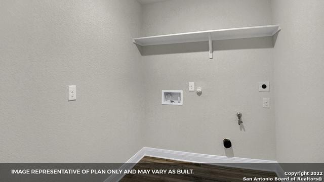 laundry room featuring washer hookup, hardwood / wood-style flooring, hookup for a gas dryer, and electric dryer hookup