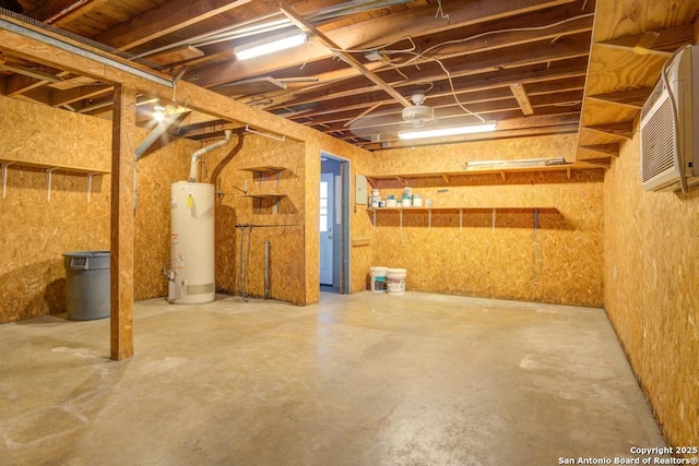 basement featuring water heater