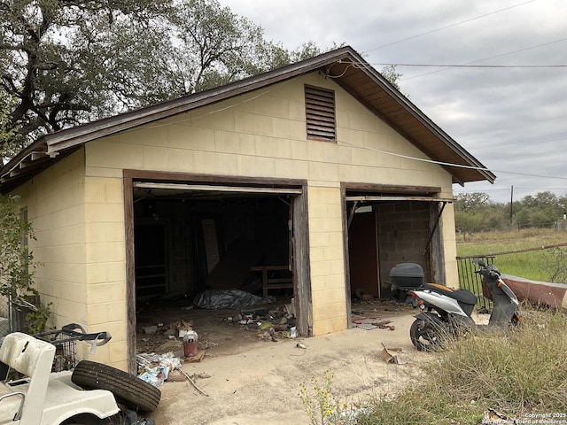 view of garage