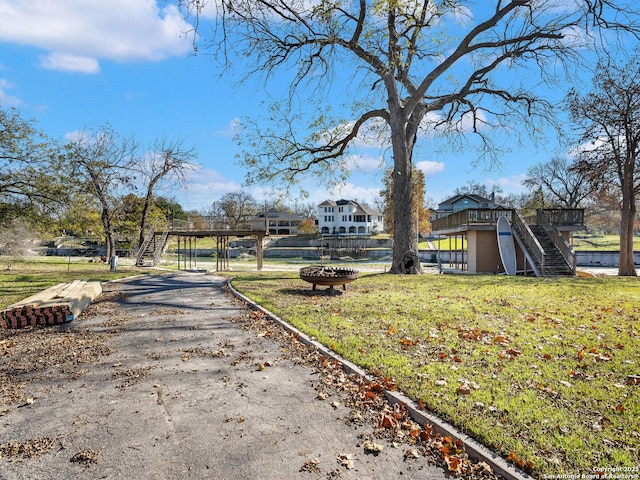 view of yard with a deck