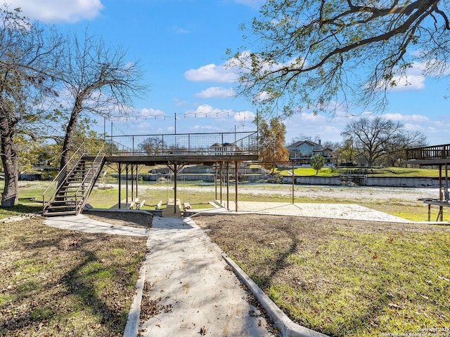 view of yard with a water view