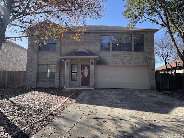 view of front property with a garage