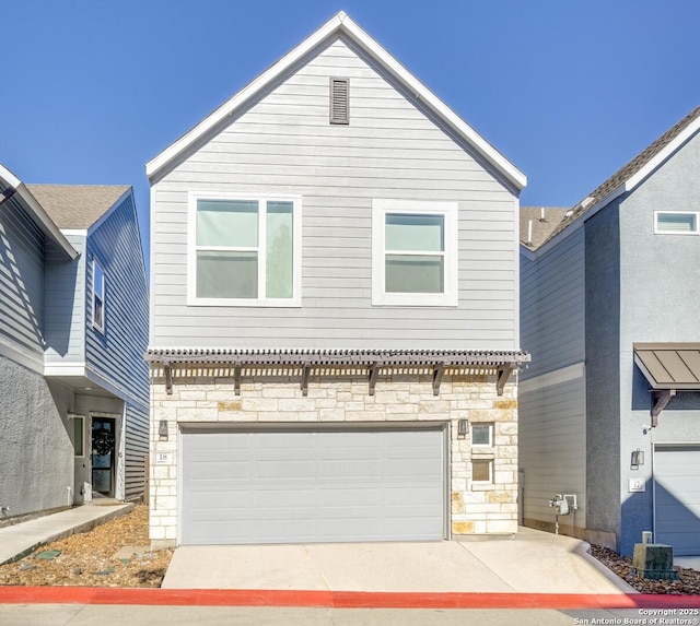 view of front property with a garage