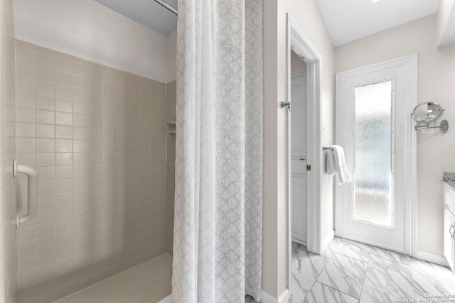 bathroom featuring walk in shower