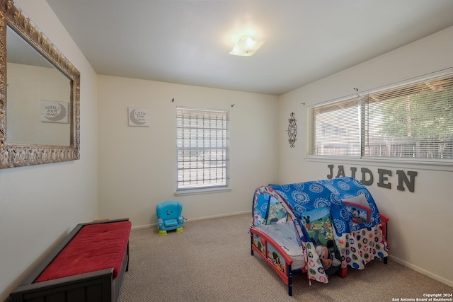 bedroom featuring carpet