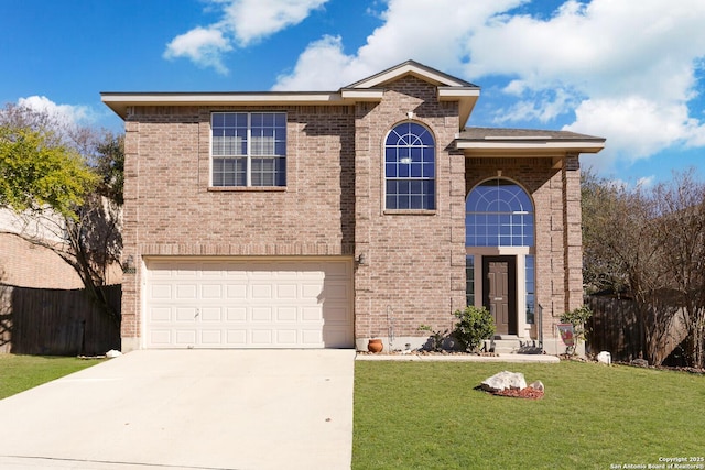 front of property featuring a garage and a front lawn