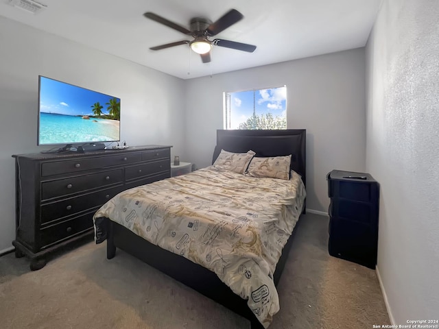 bedroom with carpet and ceiling fan