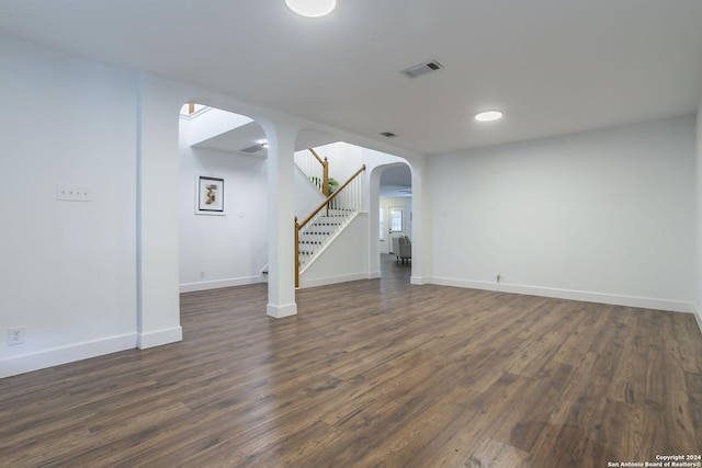 interior space with dark wood-type flooring