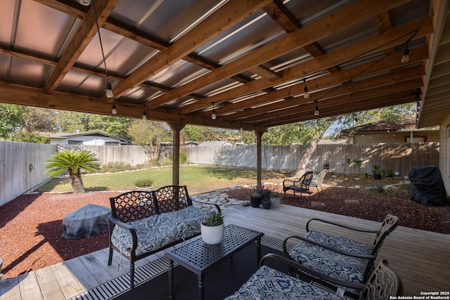 view of patio / terrace with an outdoor hangout area and a deck