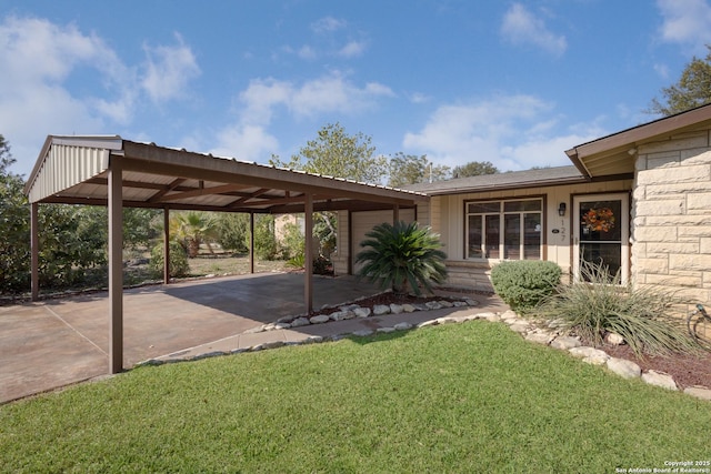 exterior space with a carport