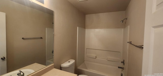 full bathroom with vanity, toilet, and shower / bath combination