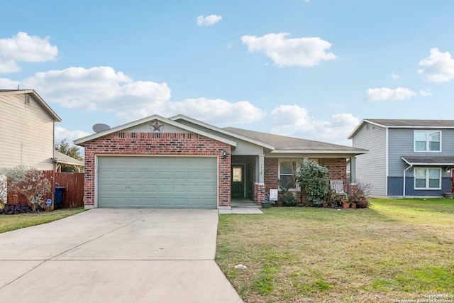 view of front facade featuring a garage and a front lawn