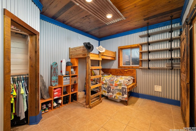 interior space featuring wood ceiling