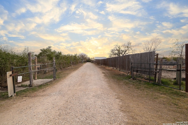 view of street with a rural view