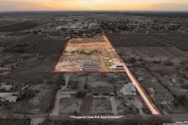 view of aerial view at dusk