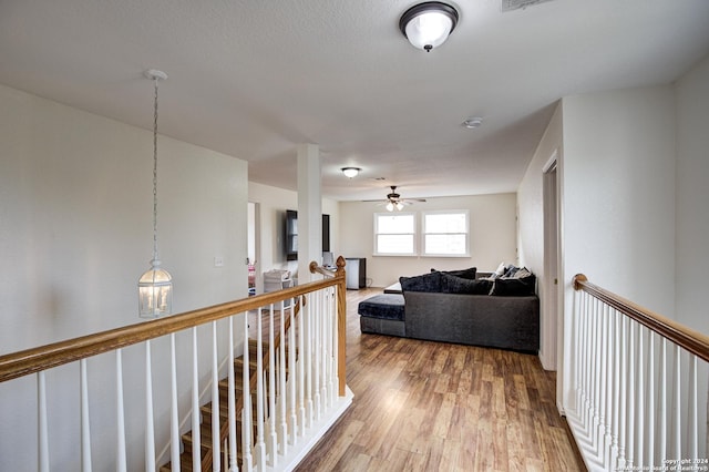 hallway with hardwood / wood-style flooring