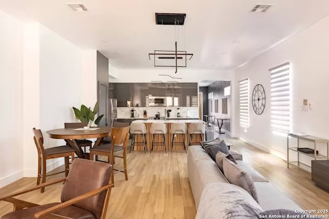 living room featuring light hardwood / wood-style flooring