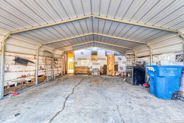 garage with a carport