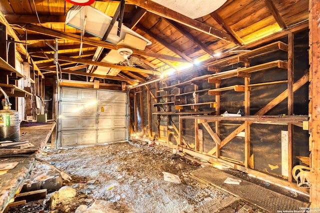 interior space with vaulted ceiling with beams and wood ceiling