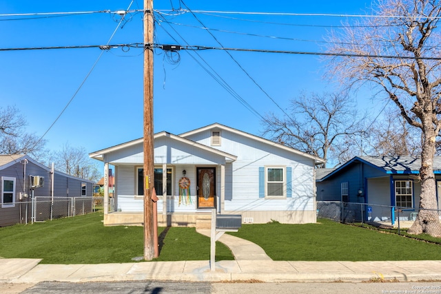 bungalow-style house featuring a porch and a front lawn