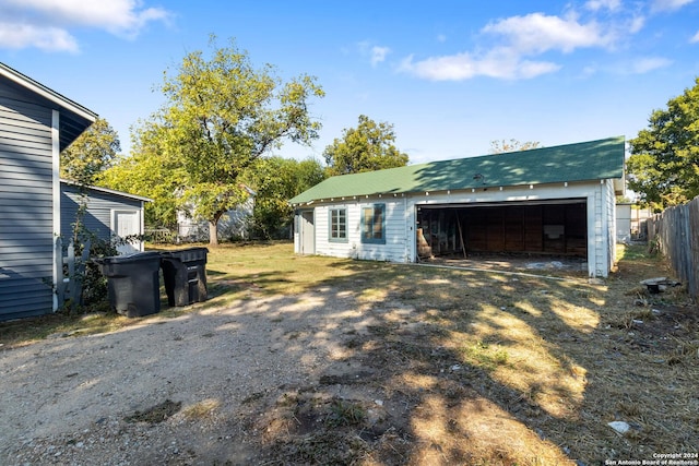 exterior space with an outbuilding