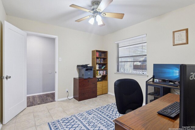 office featuring ceiling fan