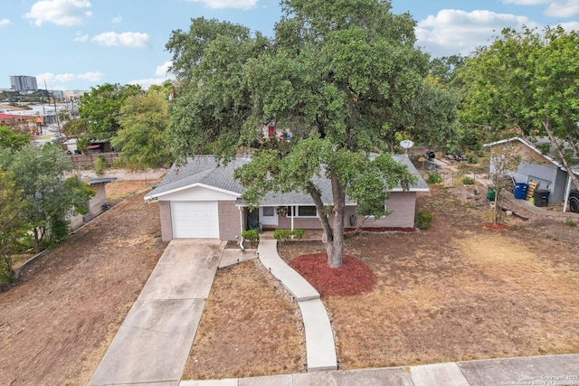 view of front of property with a garage