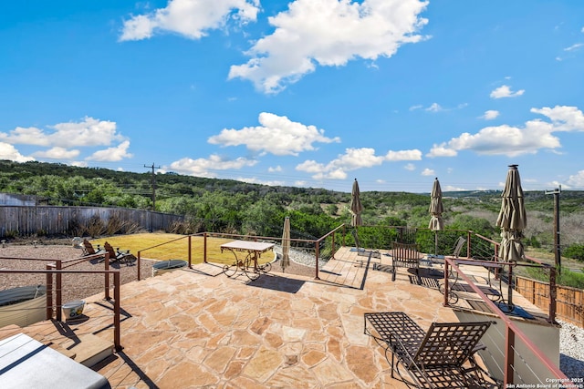 view of patio / terrace featuring fence