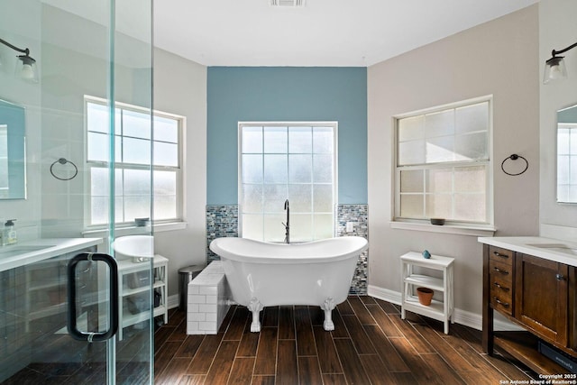 bathroom with vanity and a bathing tub