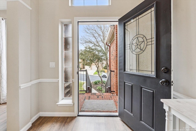 entrance foyer featuring plenty of natural light and wood-type flooring