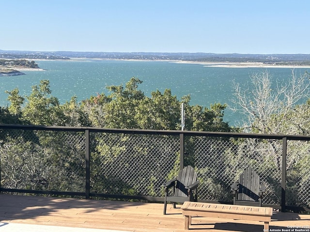 property view of water with fence