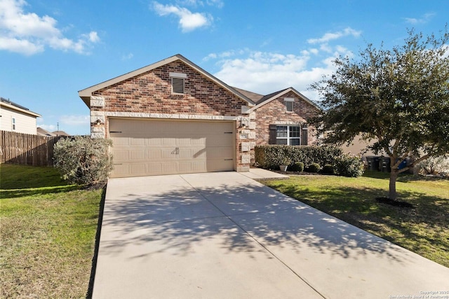 view of front facade featuring a front yard and a garage