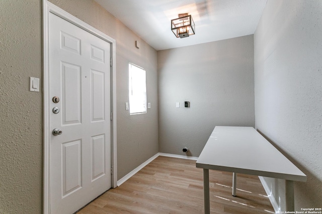 interior space with light hardwood / wood-style floors