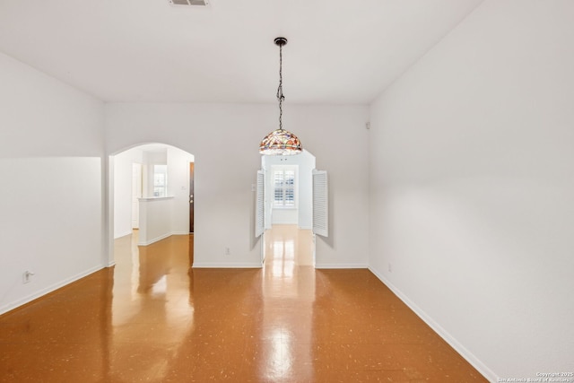 view of unfurnished dining area