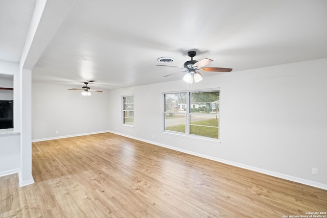 unfurnished living room with light hardwood / wood-style flooring