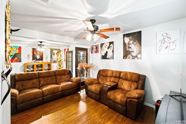 living room with hardwood / wood-style floors