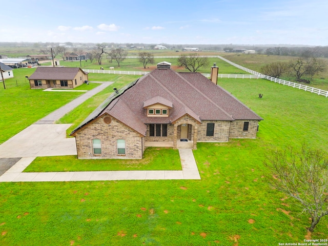 aerial view with a rural view