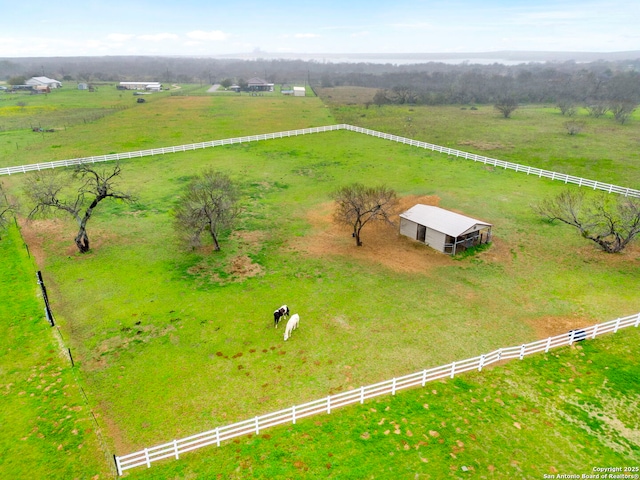 aerial view featuring a rural view