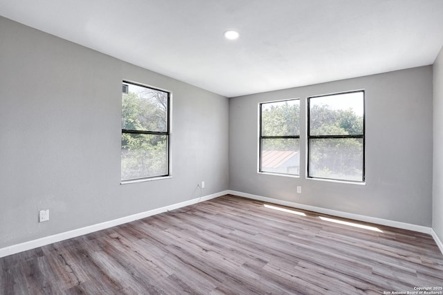 empty room featuring a healthy amount of sunlight and light wood-type flooring