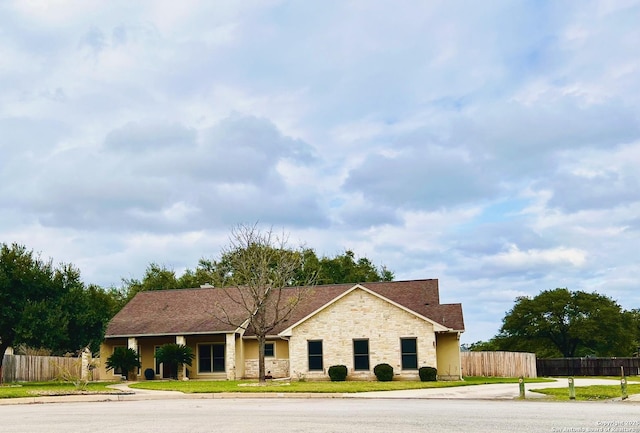 view of single story home