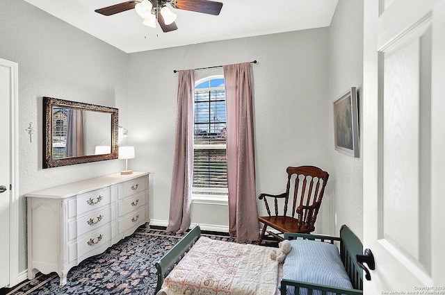 sitting room featuring plenty of natural light and ceiling fan